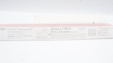 BD 381433 Insyte Autoguard Shielded IV Cath. 20Ga x 1inch, 65ml/min